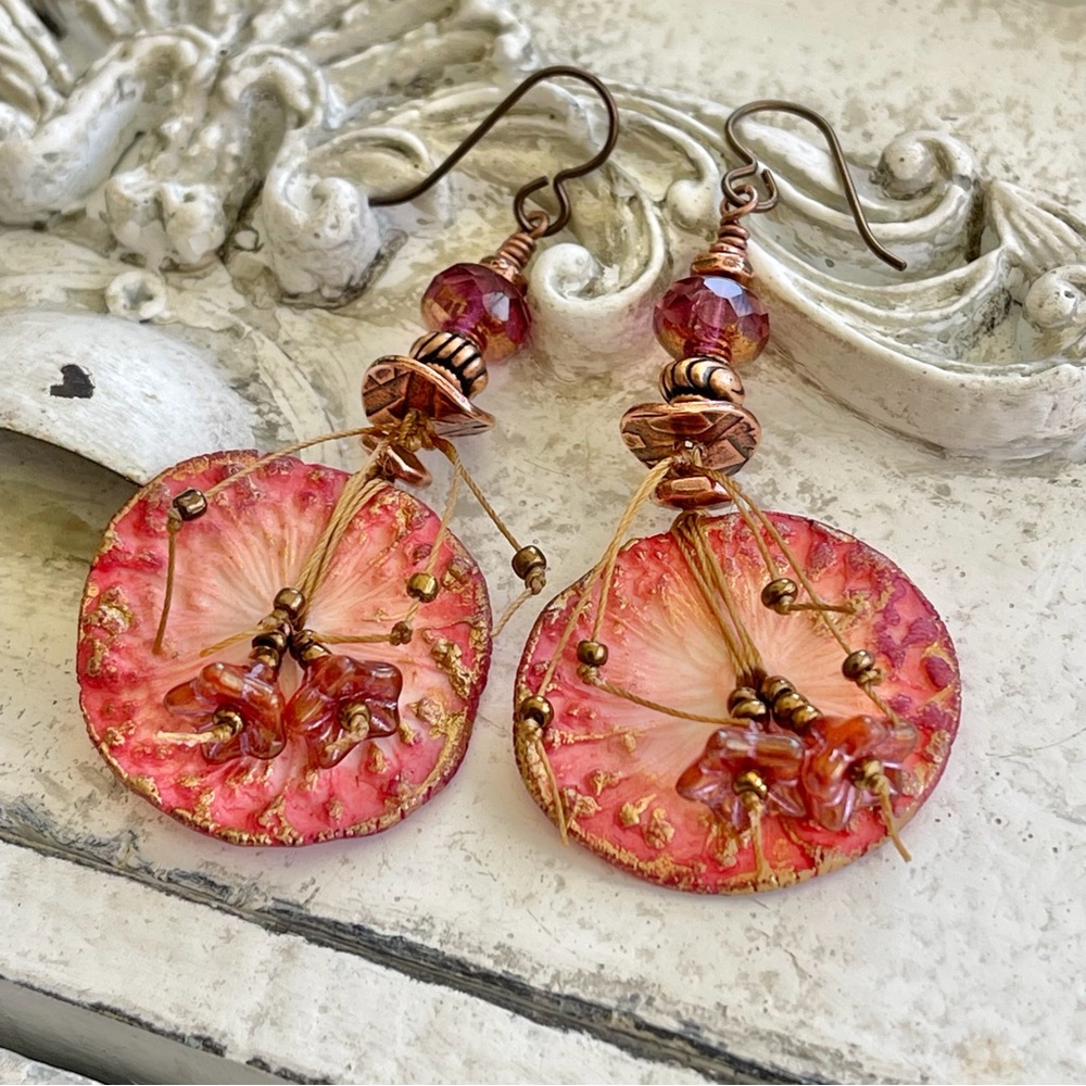 ARTISAN Earrings “Blushing Earth” - Dangles - Picture 3 of 10